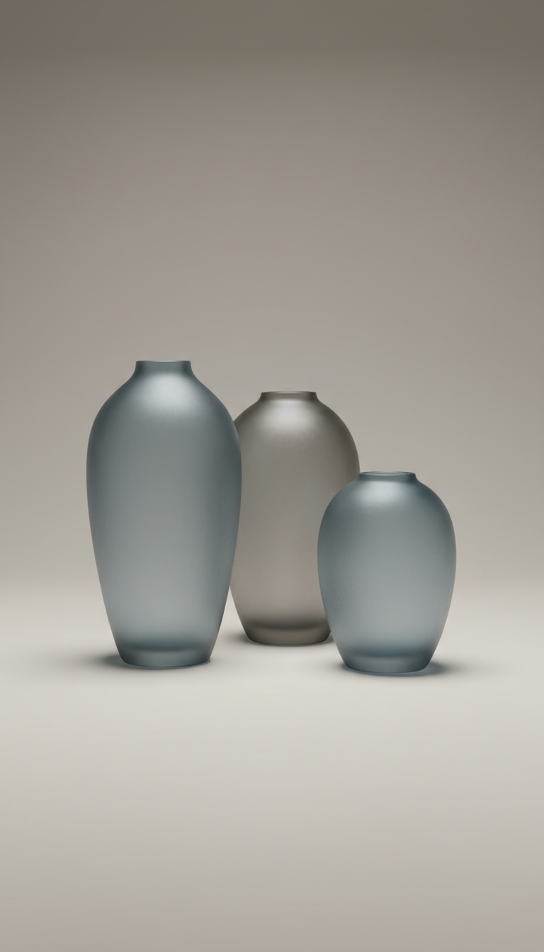 Frosted Glass Vase Trio